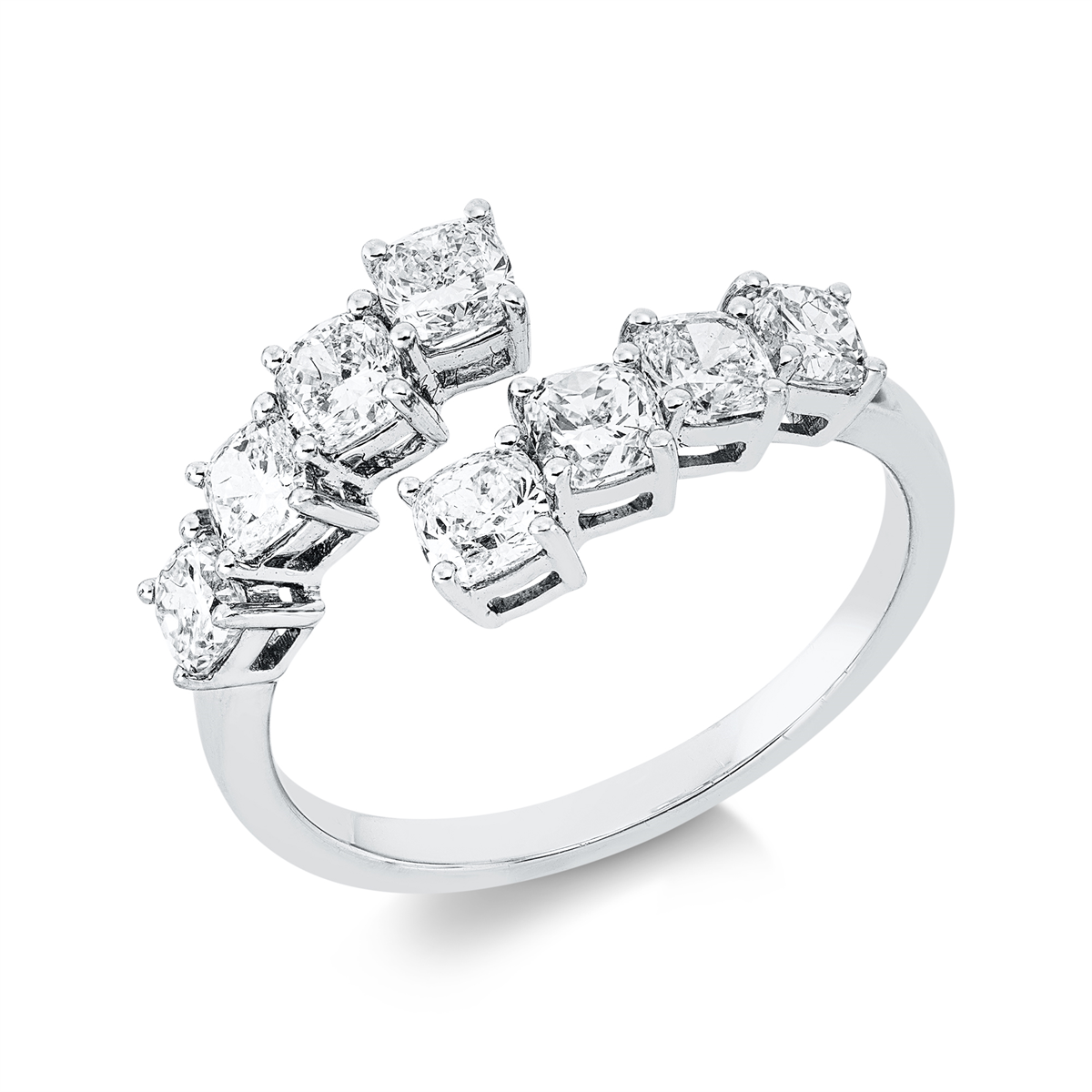 cushion  exclusive ring in white gold