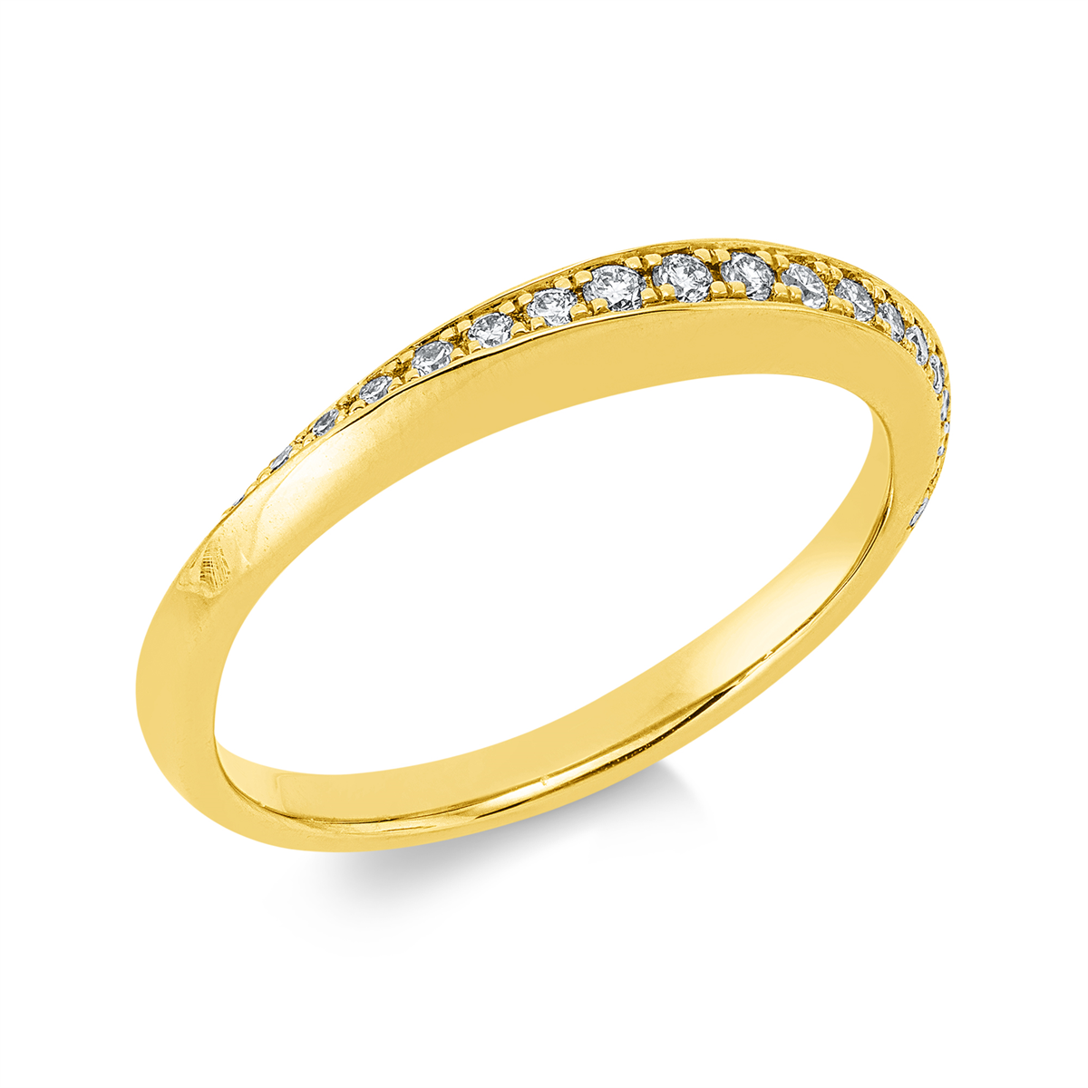diamond full cut  modern woman ring in yellow gold