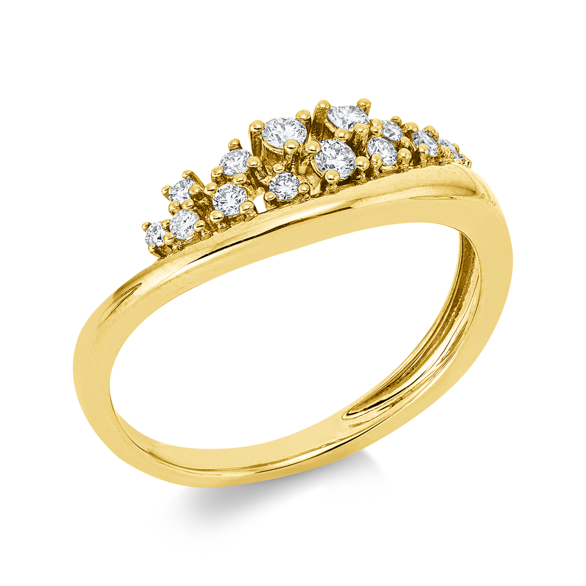 diamond full cut  modern woman ring in yellow gold
