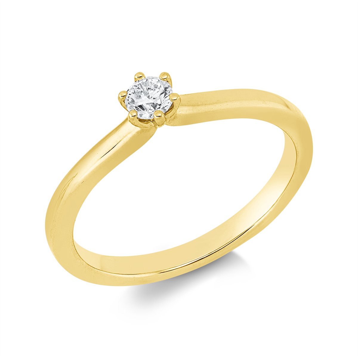 diamond full cut  solitaire ring in yellow gold