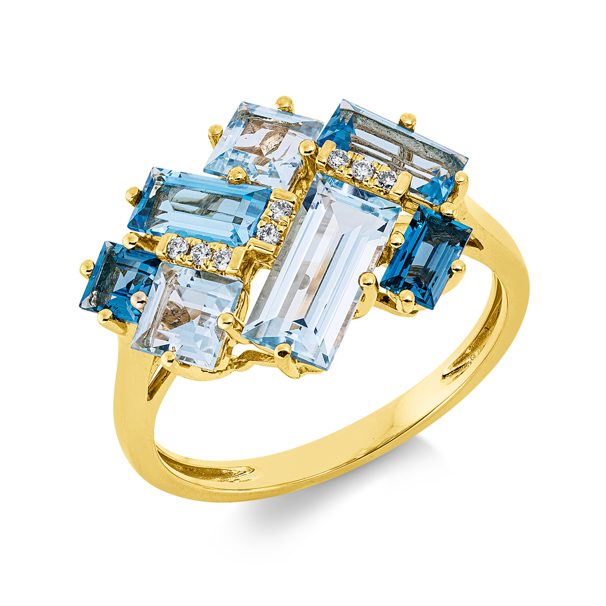 diamond full cut topaz colored stone fashion ring in yellow gold