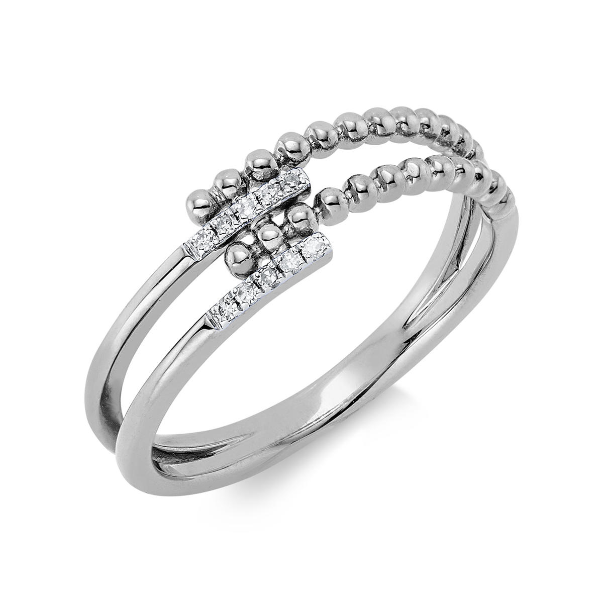 diamond full cut  modern woman ring in white gold