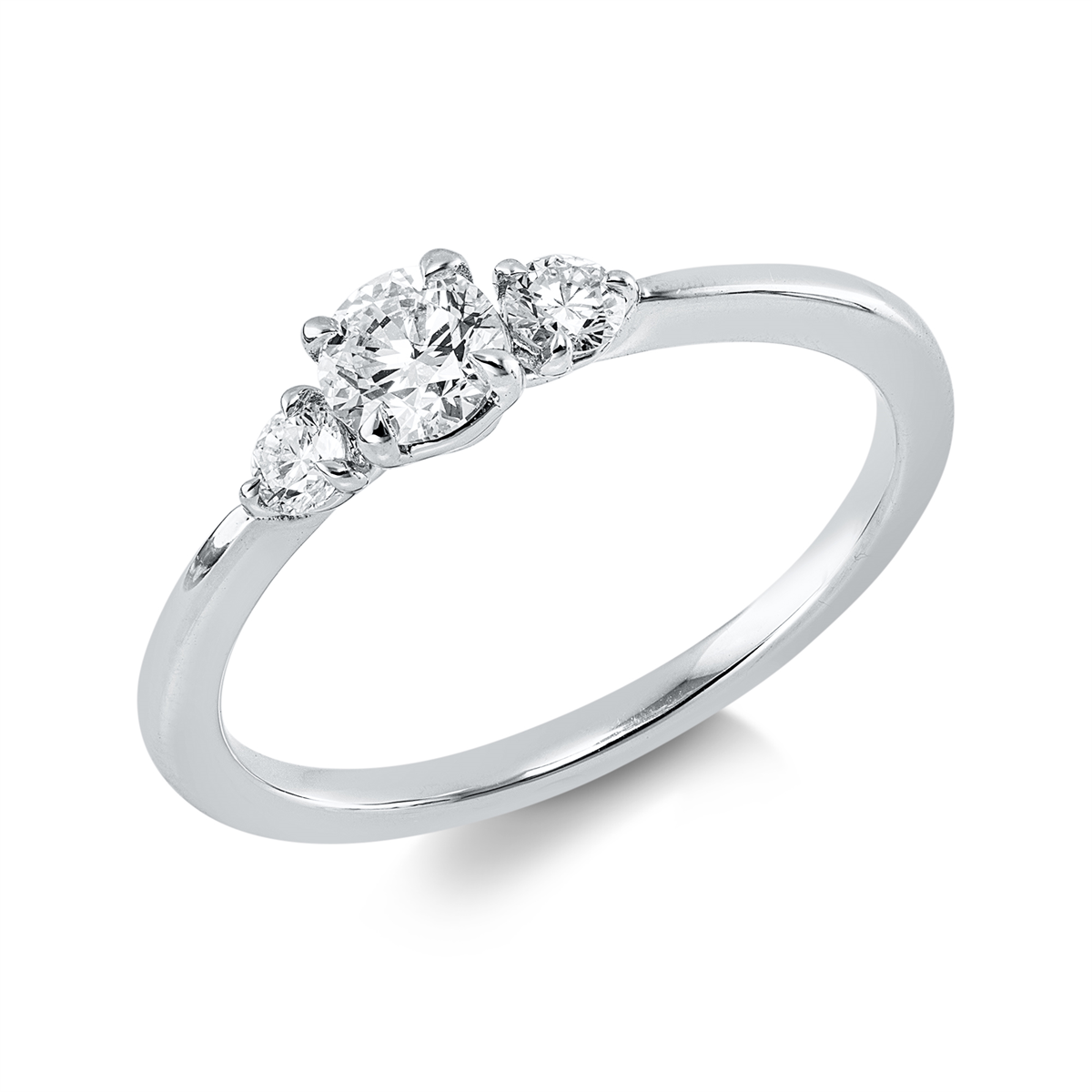 diamond full cut  solitaire with accent stones ring in white gold