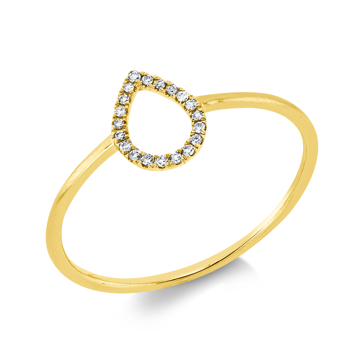 diamond single cut  modern woman ring in yellow gold