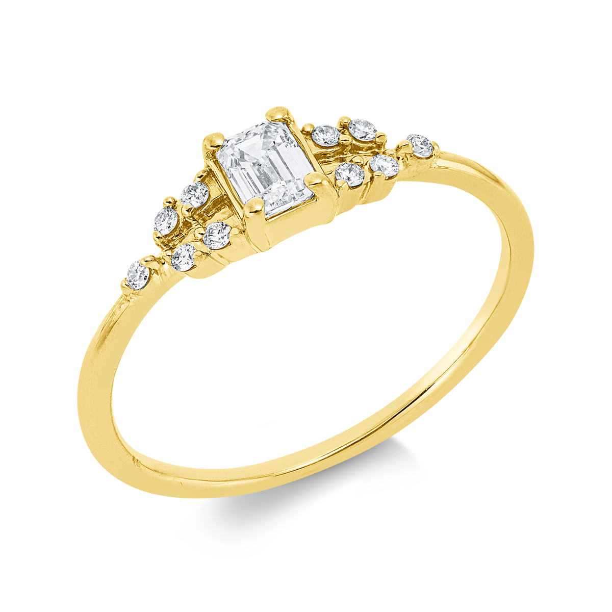 diamond full cut  modern woman ring in yellow gold