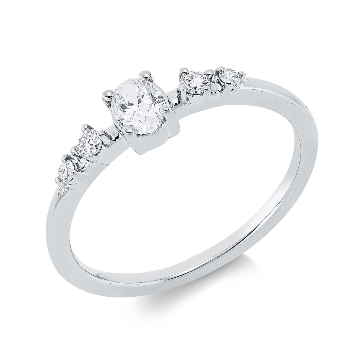 diamond full cut  modern woman ring in white gold