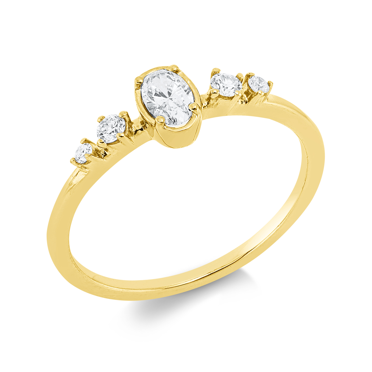 diamond full cut  modern woman ring in yellow gold