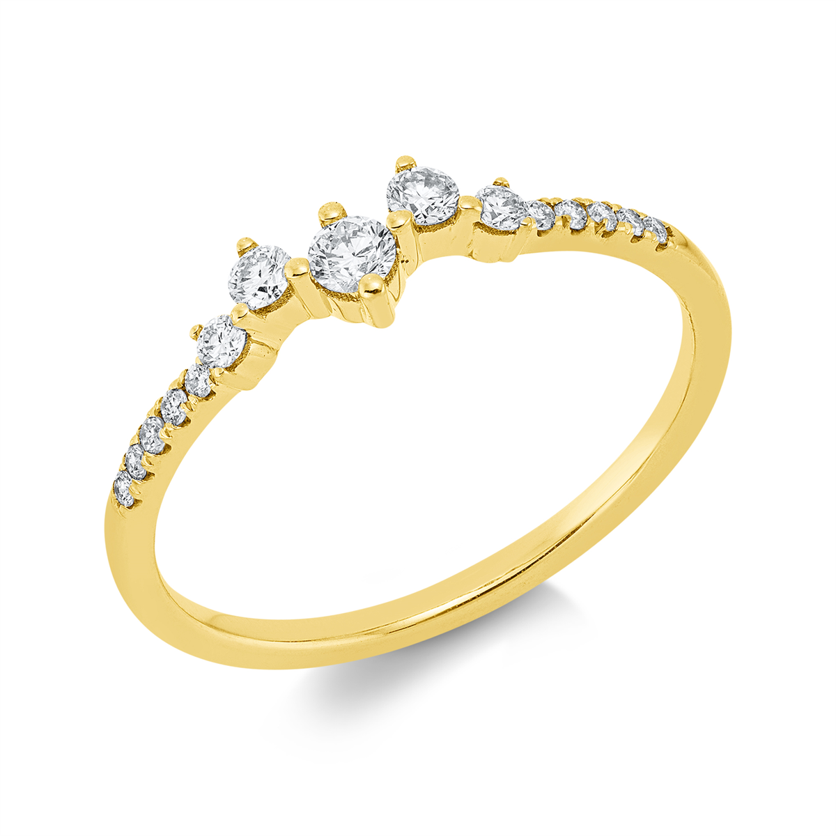 diamond full cut  modern woman ring in yellow gold