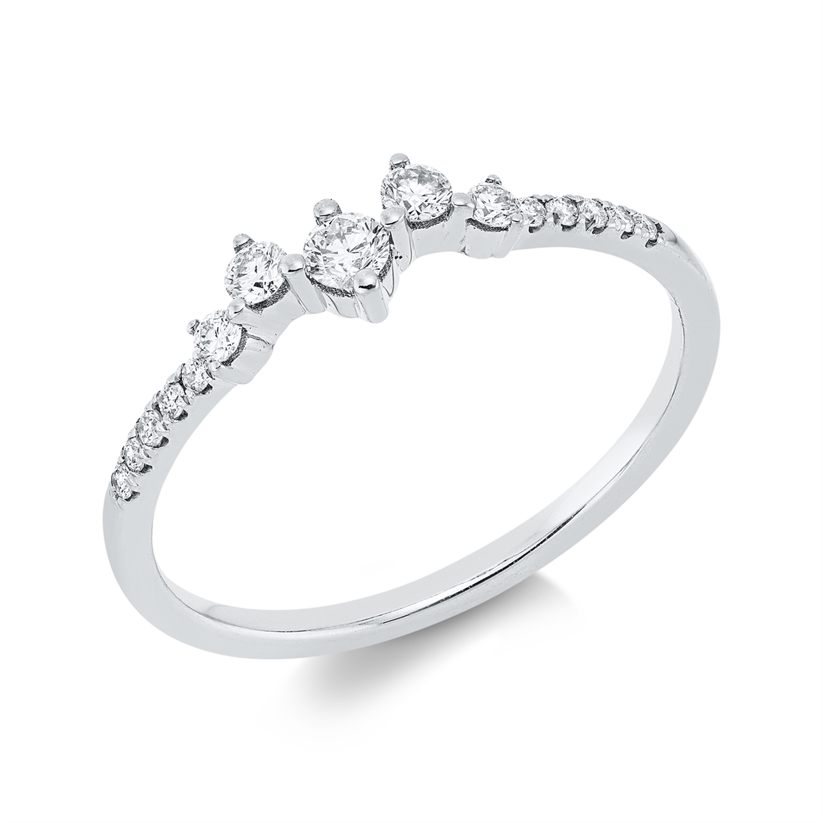 diamond full cut  modern woman ring in white gold