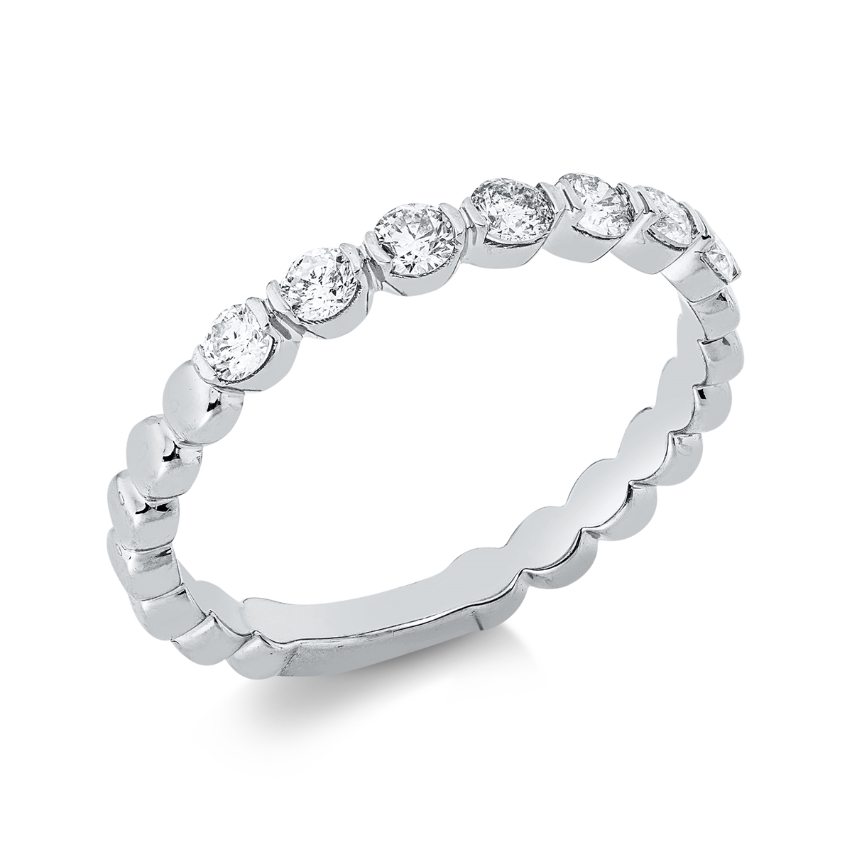 diamond full cut  modern woman ring in white gold