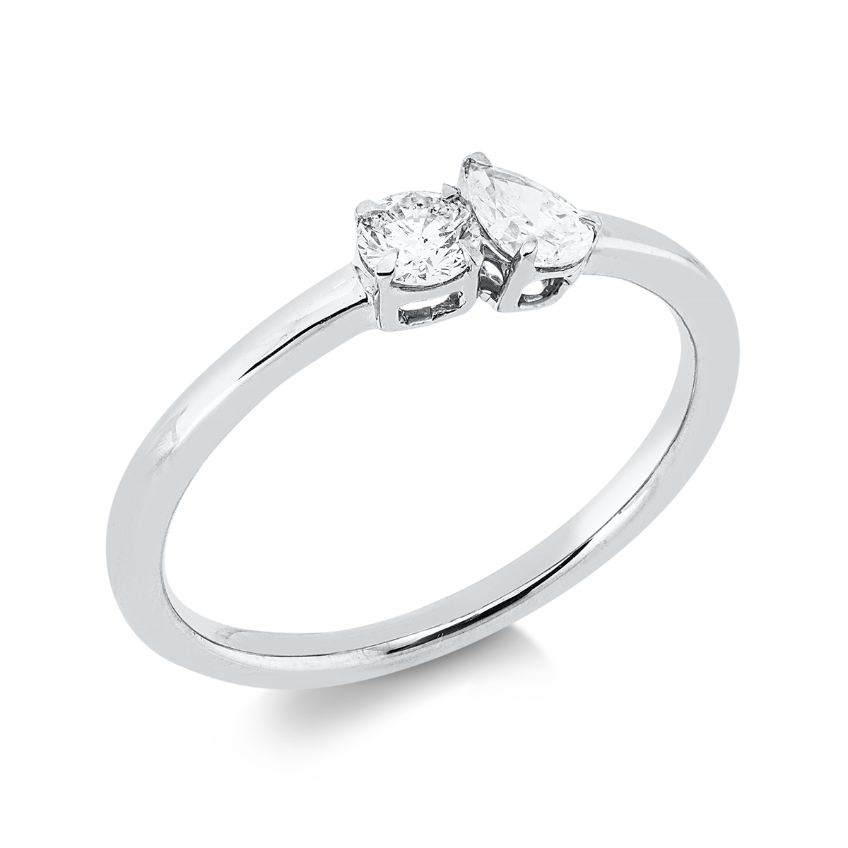 diamond full cut  solitaire with accent stones ring in white gold