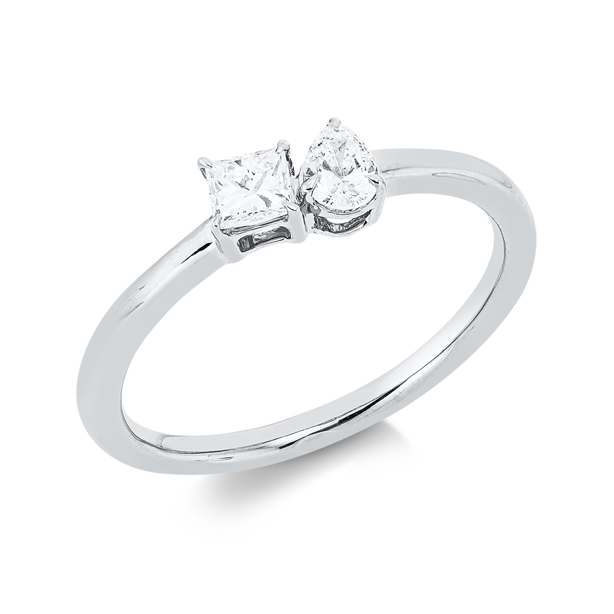 pear shape  solitaire with accent stones ring in white gold