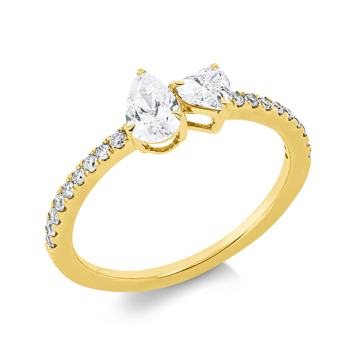 diamond full cut  solitaire with accent stones ring in yellow gold