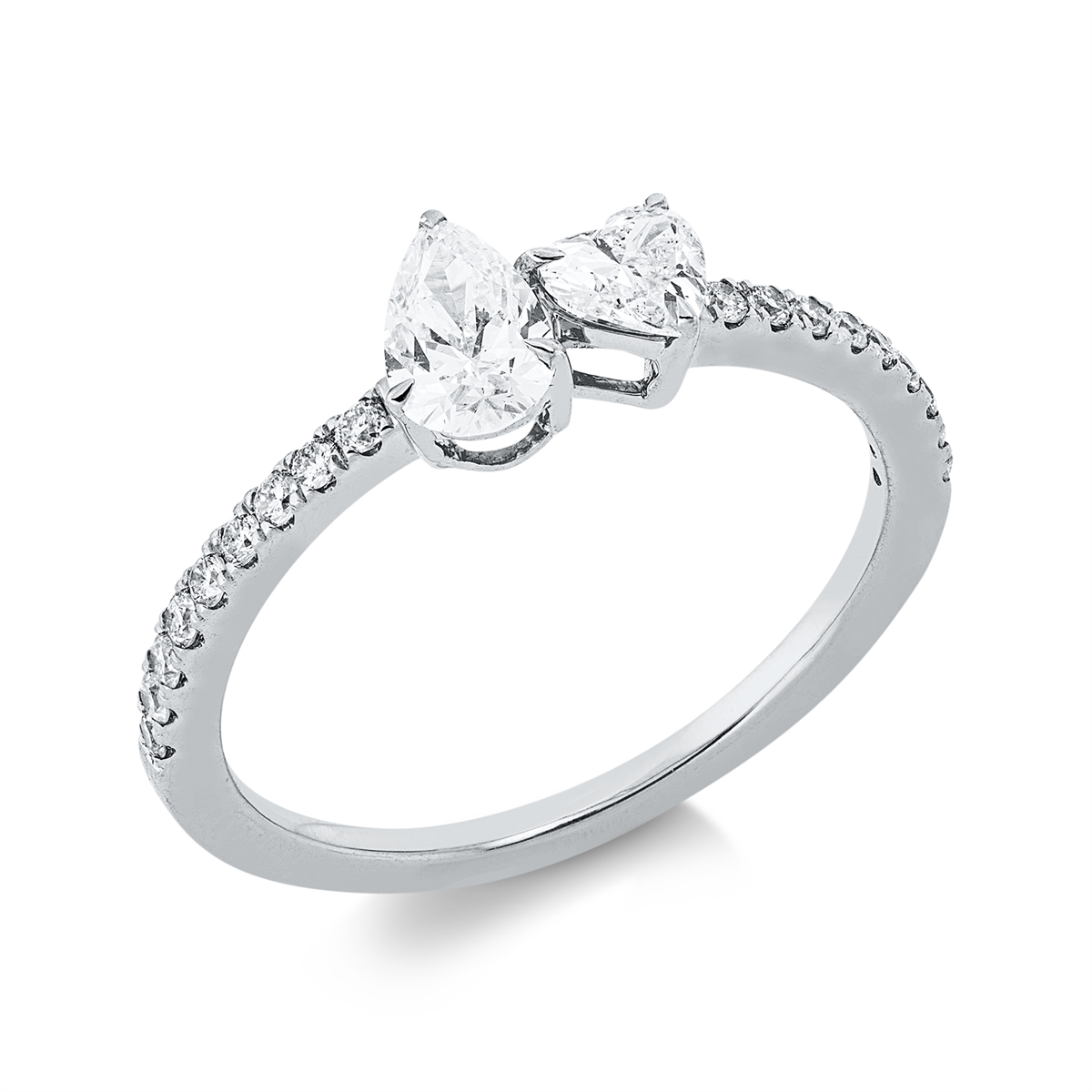 diamond full cut  solitaire with accent stones ring in white gold