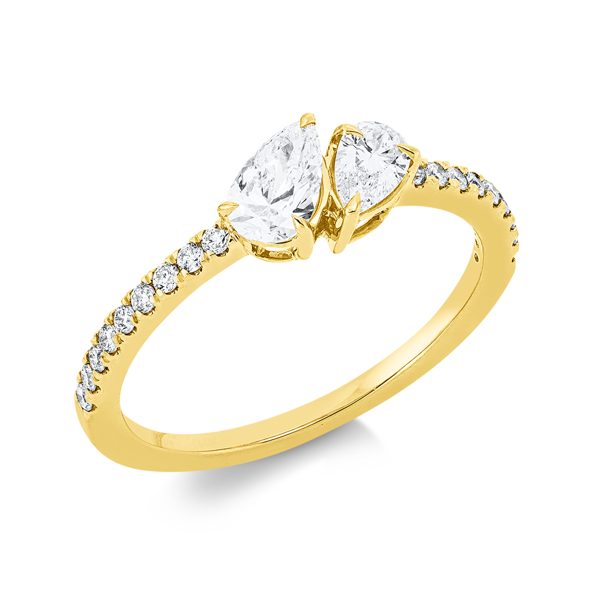 diamond full cut  solitaire with accent stones ring in yellow gold