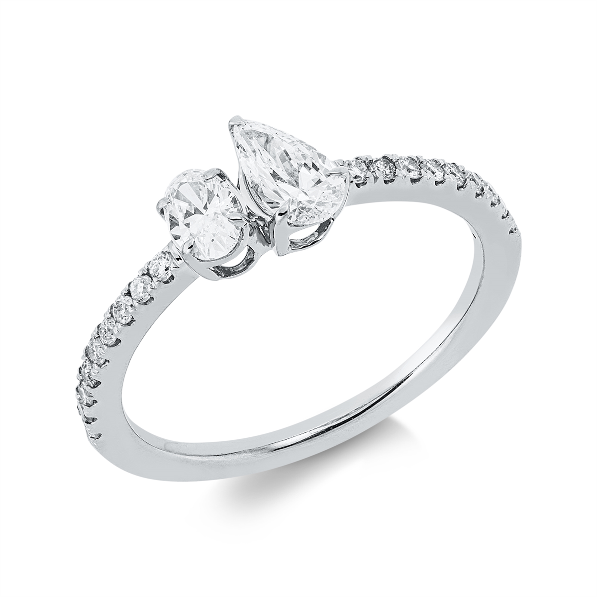 diamond full cut  solitaire with accent stones ring in white gold