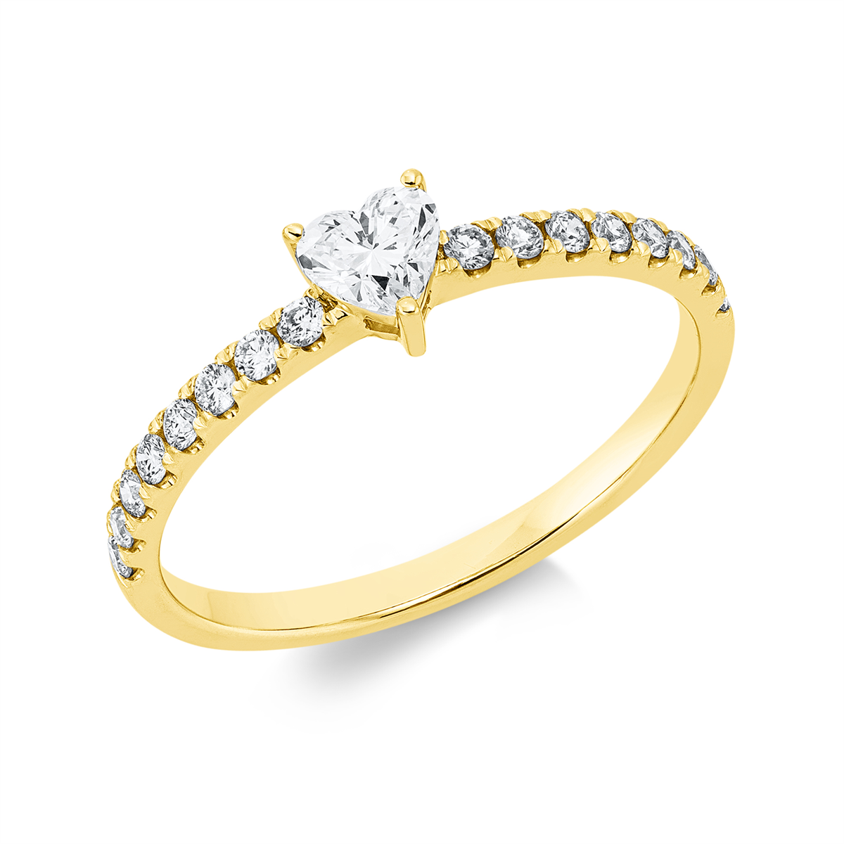 diamond full cut  solitaire with accent stones ring in yellow gold