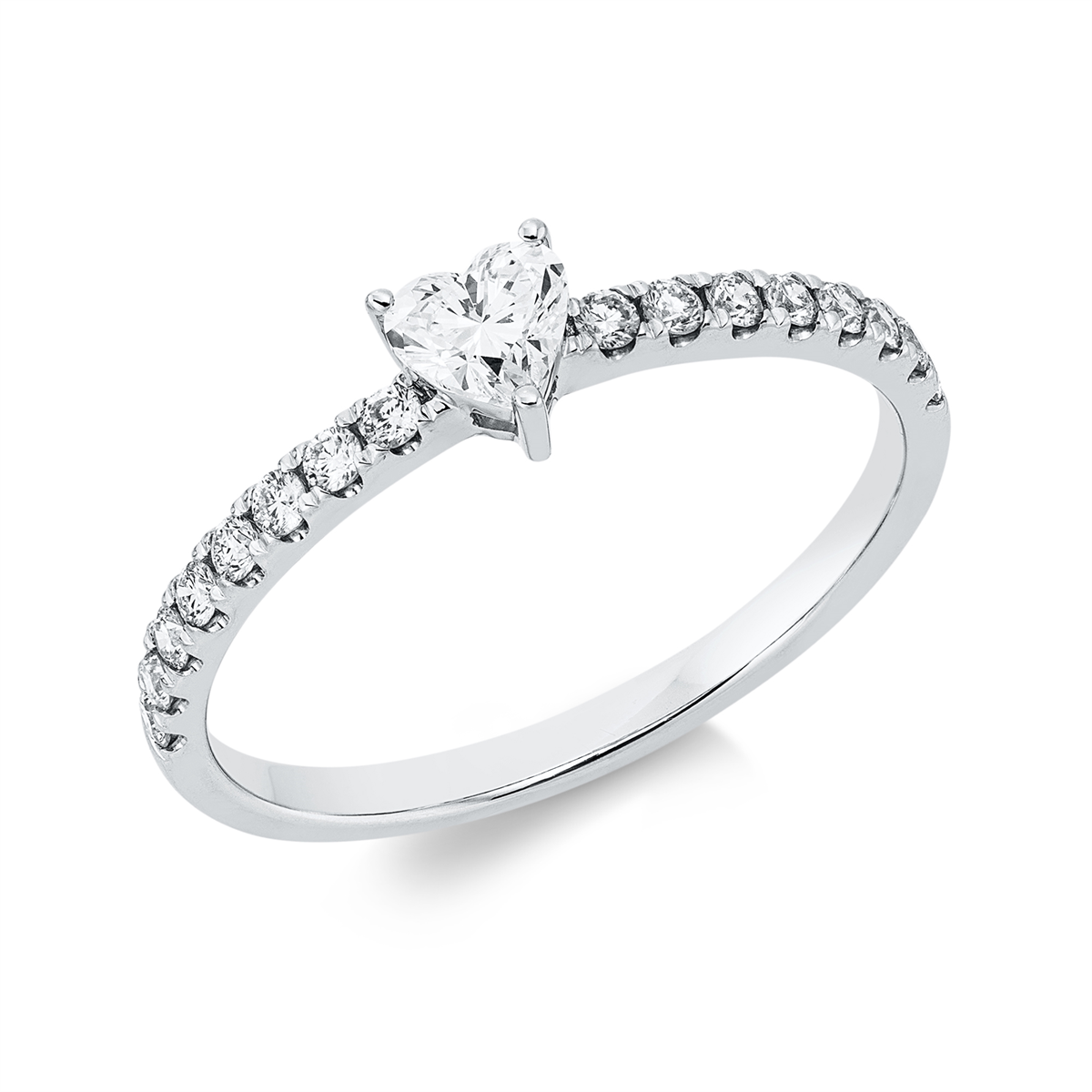 diamond full cut  solitaire with accent stones ring in white gold