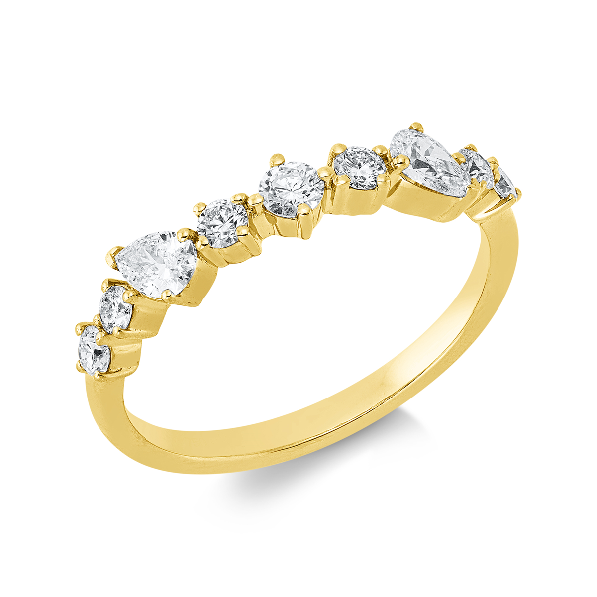 diamond full cut  modern woman ring in yellow gold