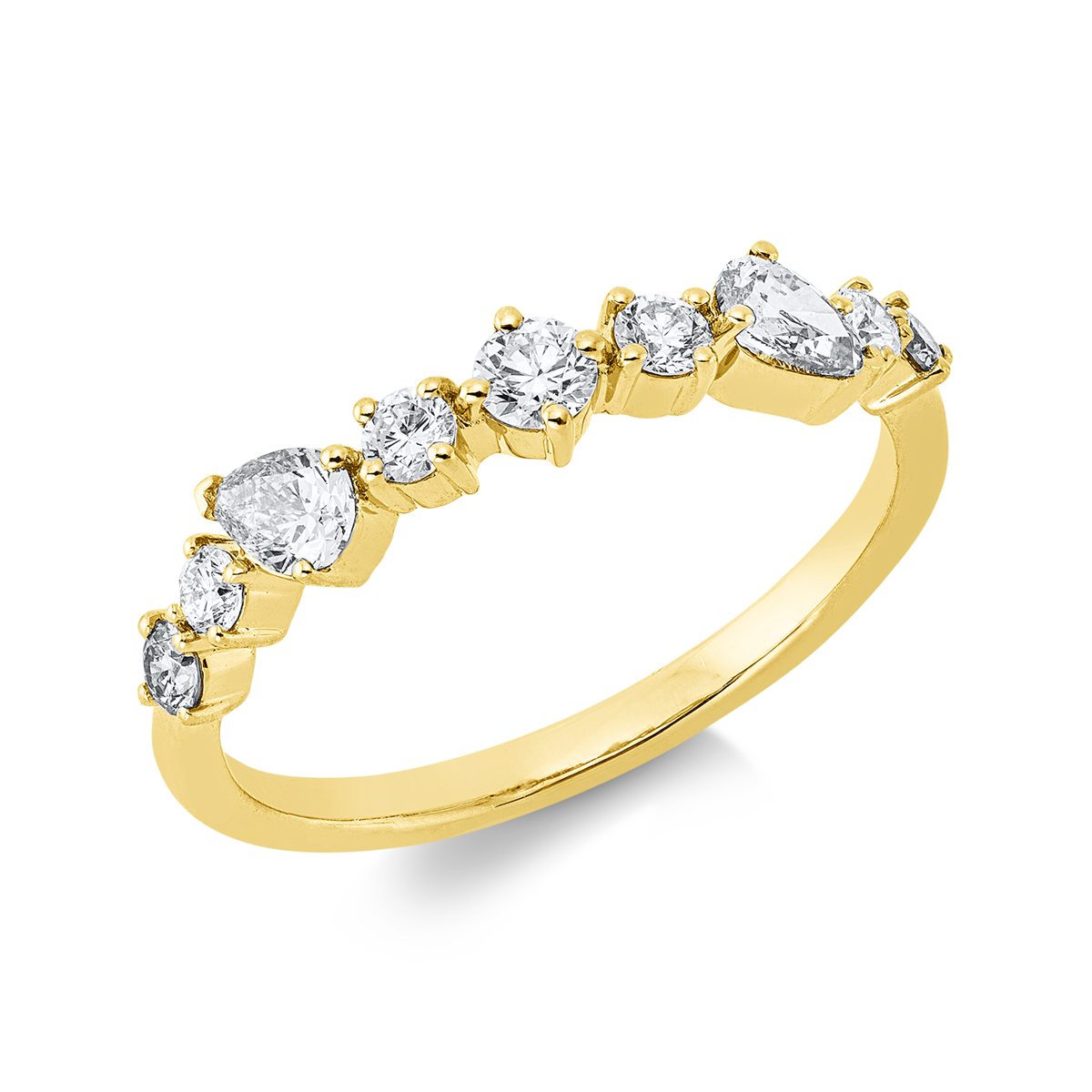 diamond full cut  fancy colored diamond ring in yellow gold