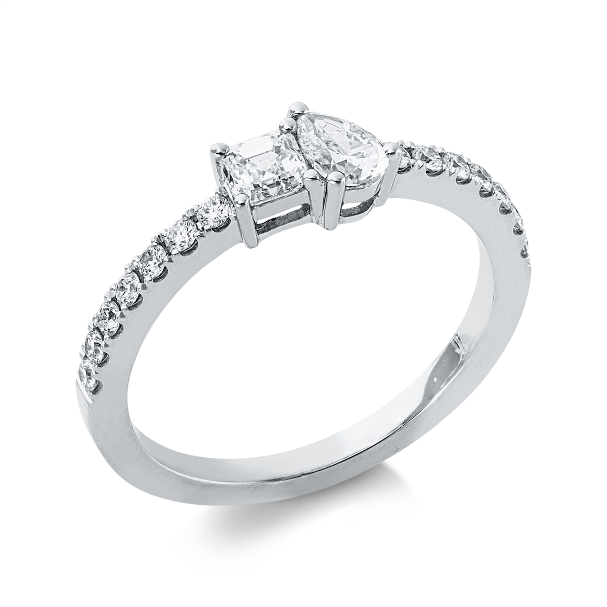 fantasy-cut  baguette ring in white gold