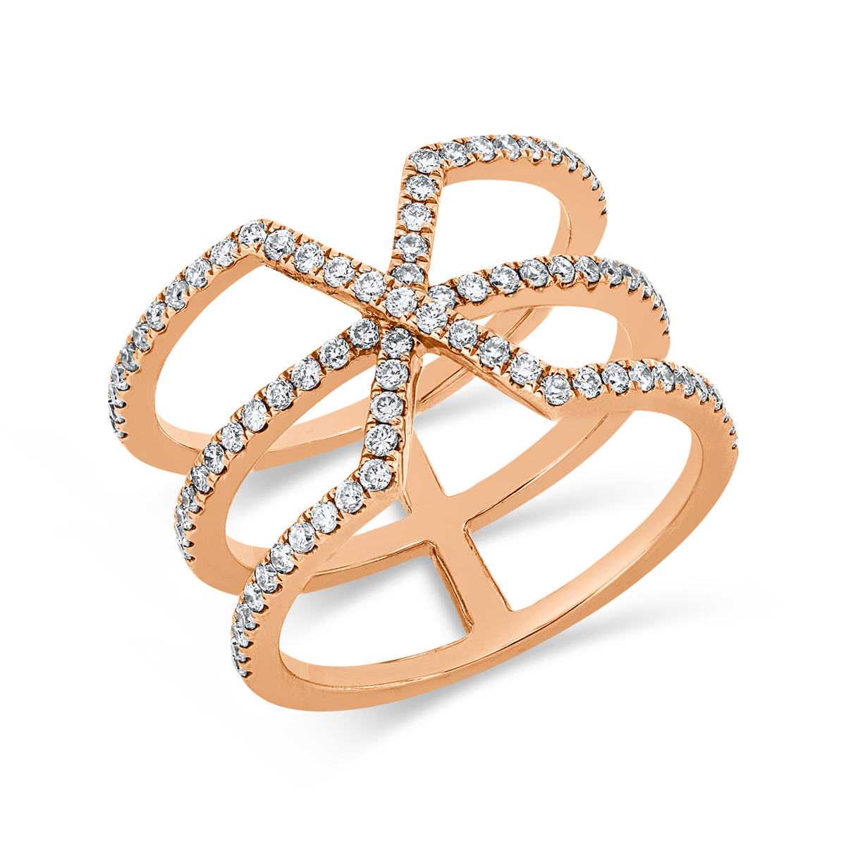 diamond full cut  modern woman ring in red gold