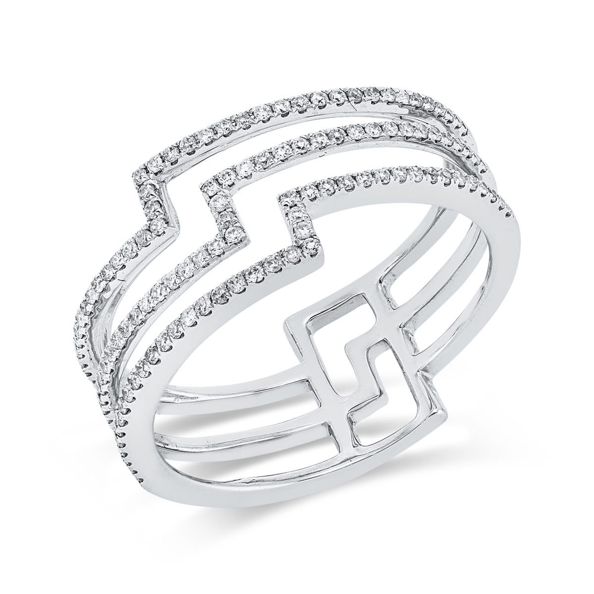 diamond full cut  modern woman ring in white gold