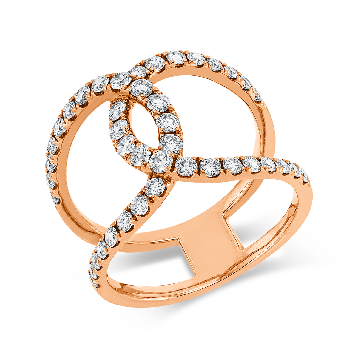 diamond full cut  modern woman ring in red gold