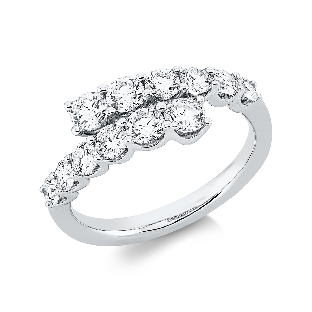 diamond full cut  modern woman ring in white gold