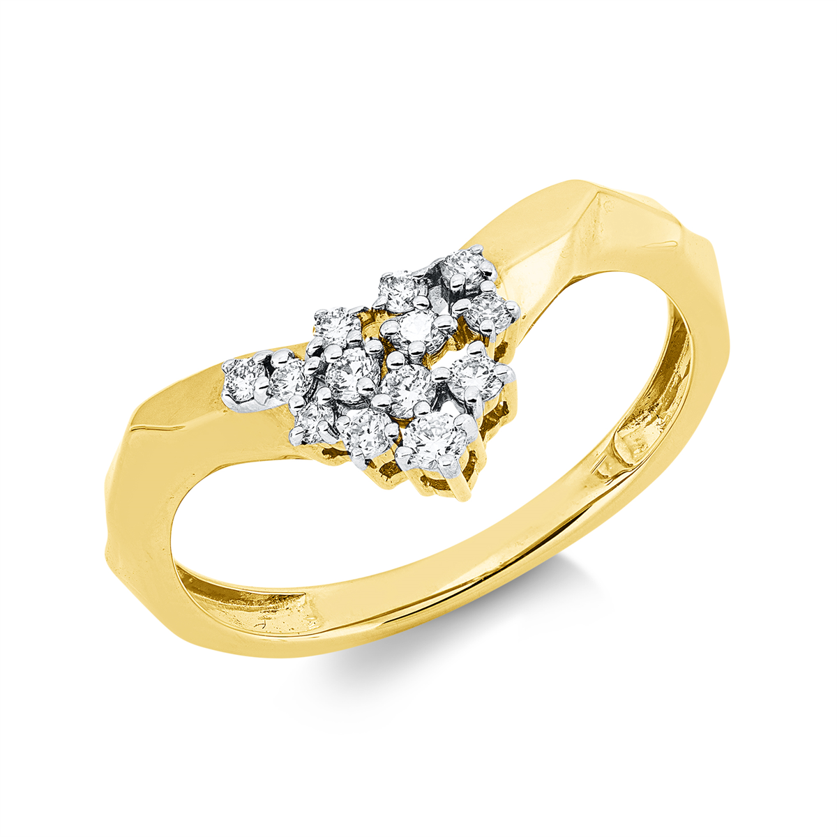 diamond full cut  modern woman ring in yellow gold / white gold