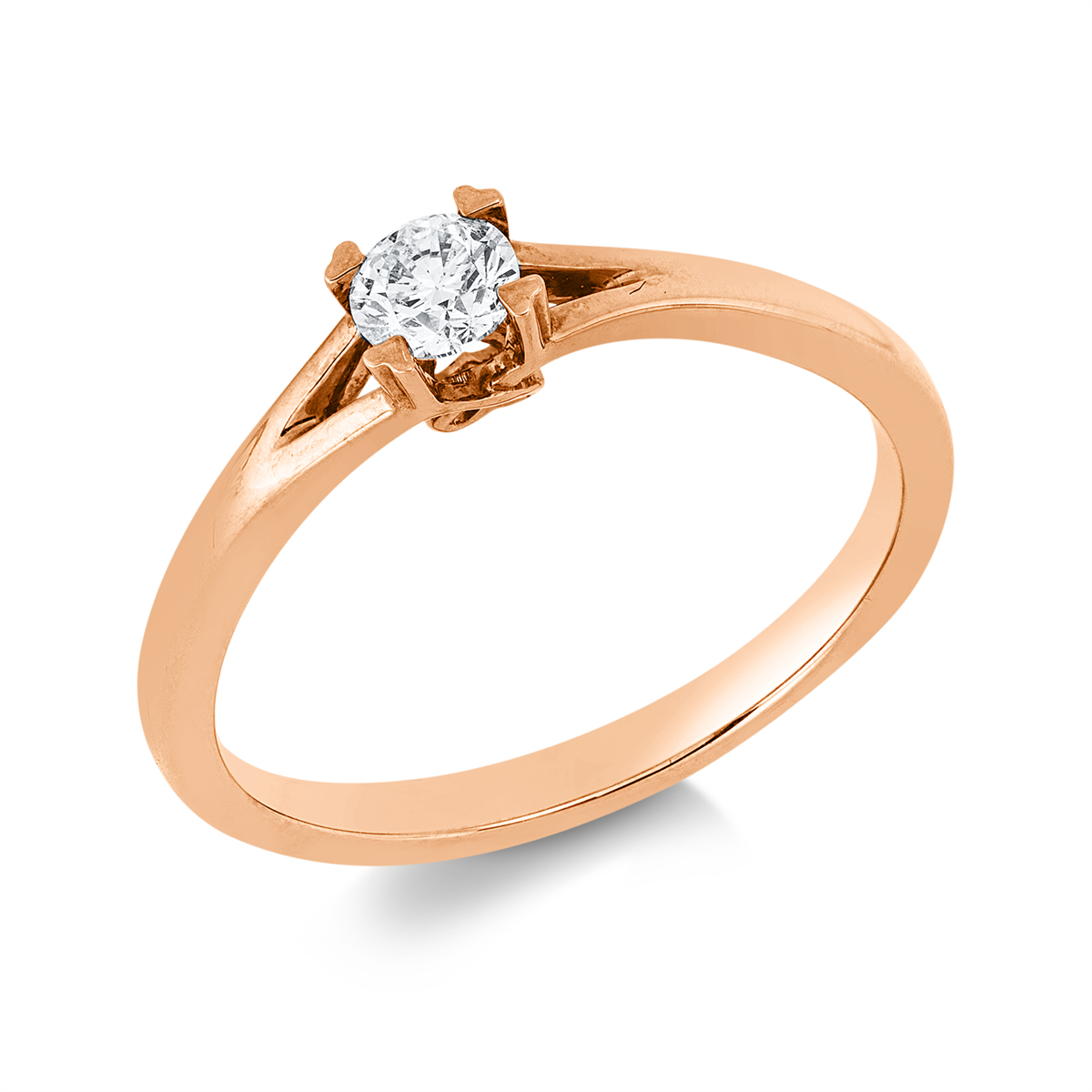 diamond full cut  solitaire ring in red gold