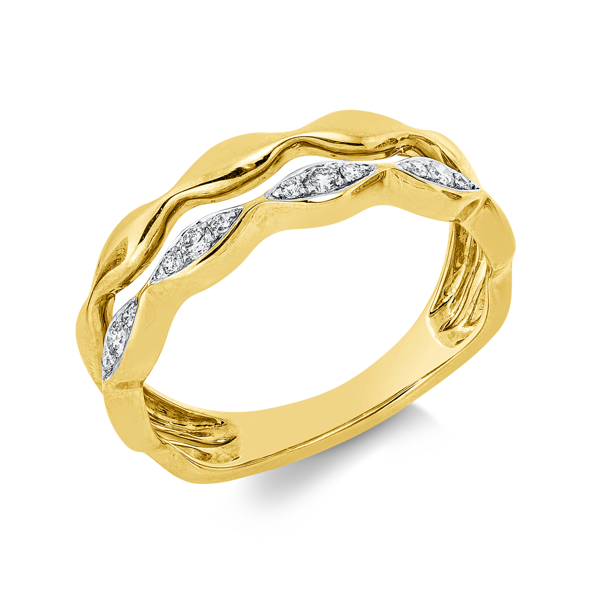 diamond full cut  modern woman ring in yellow gold / white gold