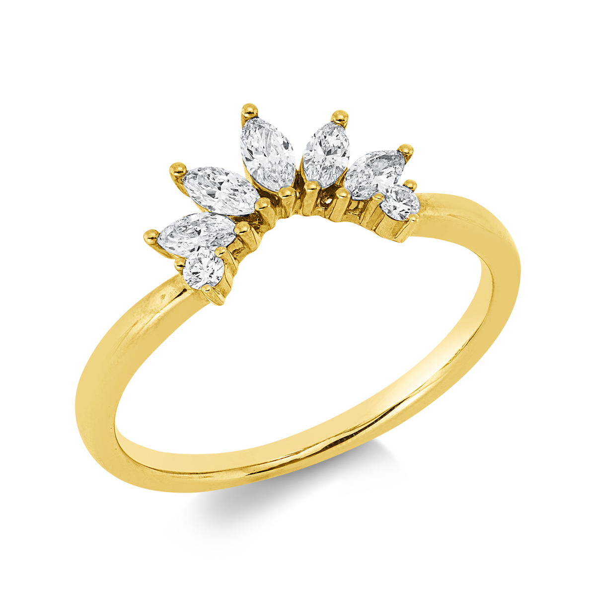 diamond full cut  modern woman ring in yellow gold