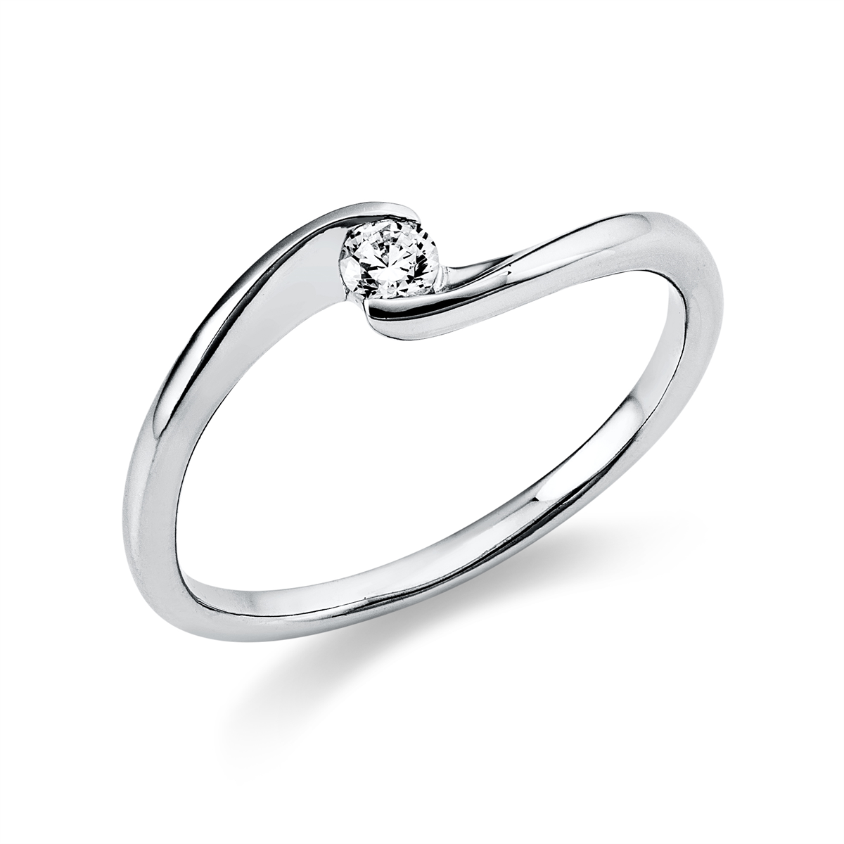 diamond full cut  solitaire ring in white gold