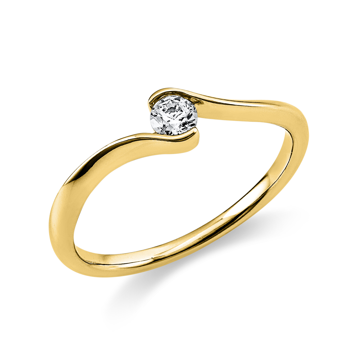 diamond full cut  solitaire ring in yellow gold