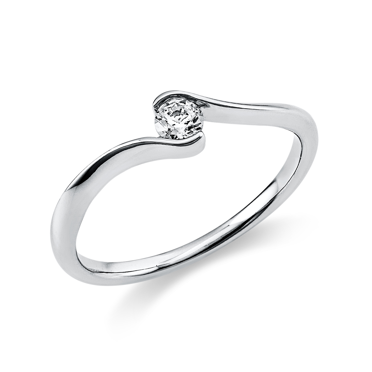 diamond full cut  solitaire ring in white gold