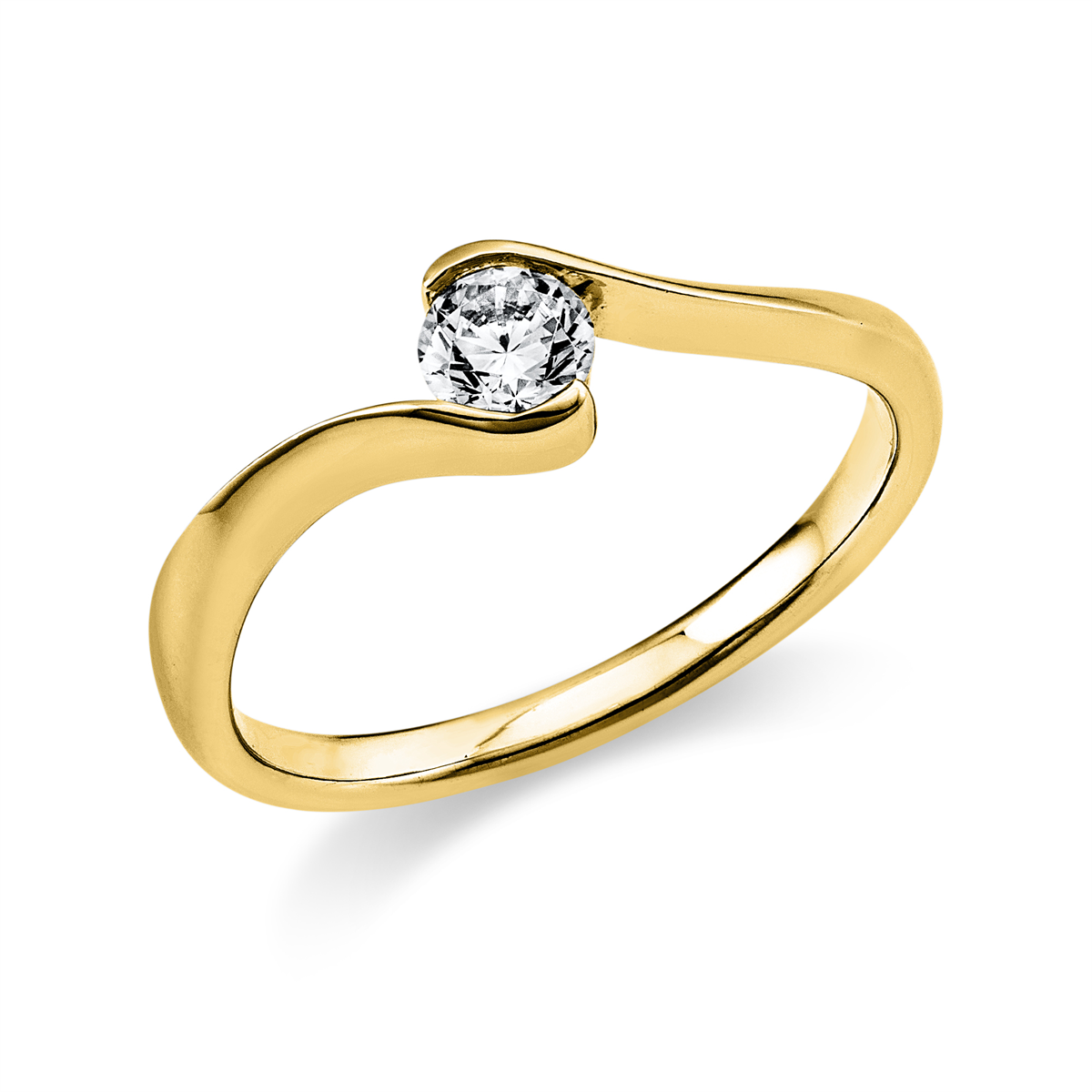 diamond full cut  solitaire ring in yellow gold