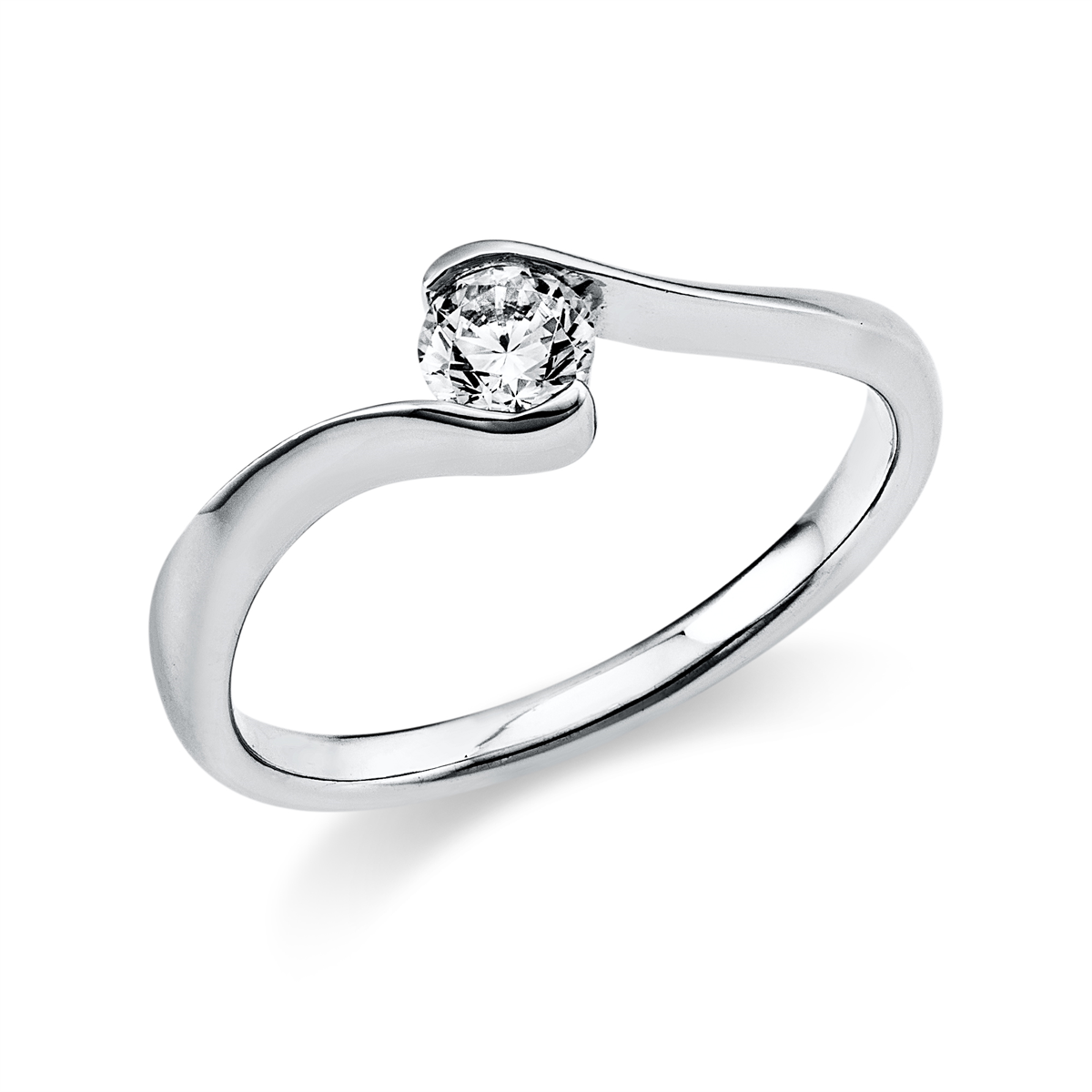 diamond full cut  solitaire ring in white gold