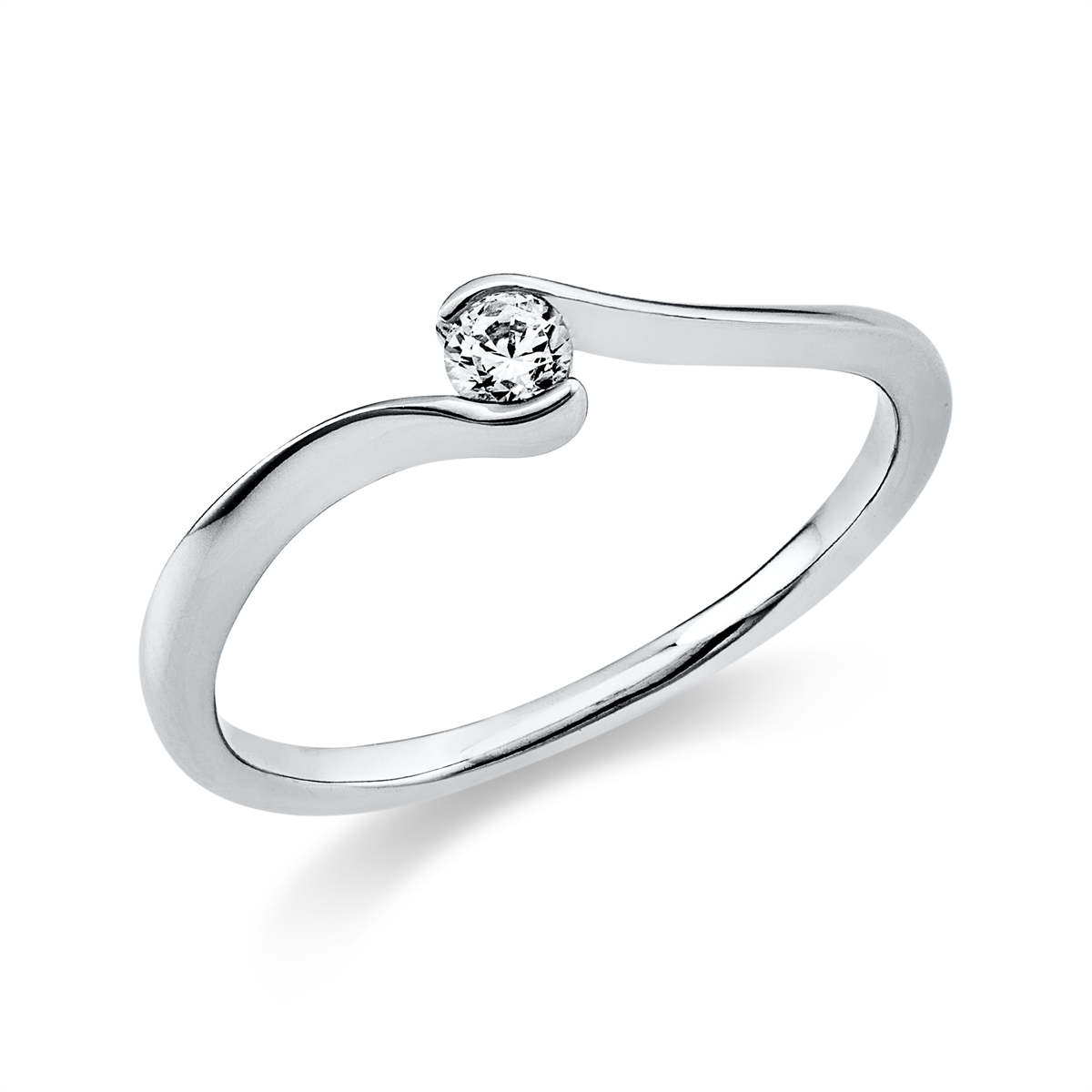 diamond full cut  solitaire ring in white gold