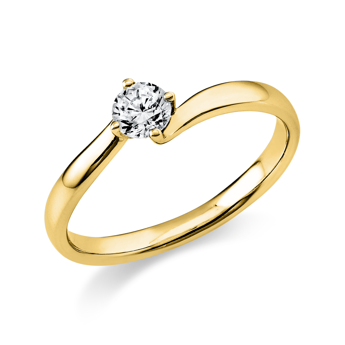 diamond full cut  solitaire ring in yellow gold