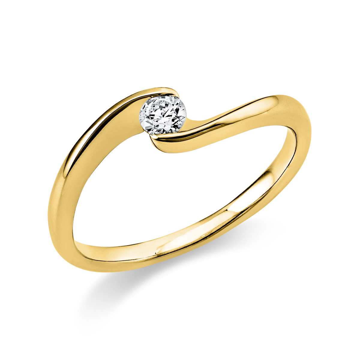 diamond full cut  solitaire ring in yellow gold