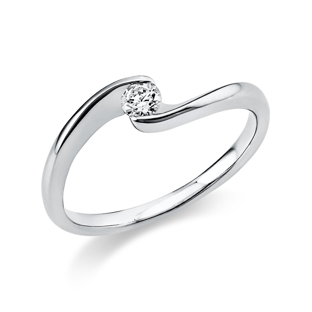 diamond full cut  solitaire ring in white gold