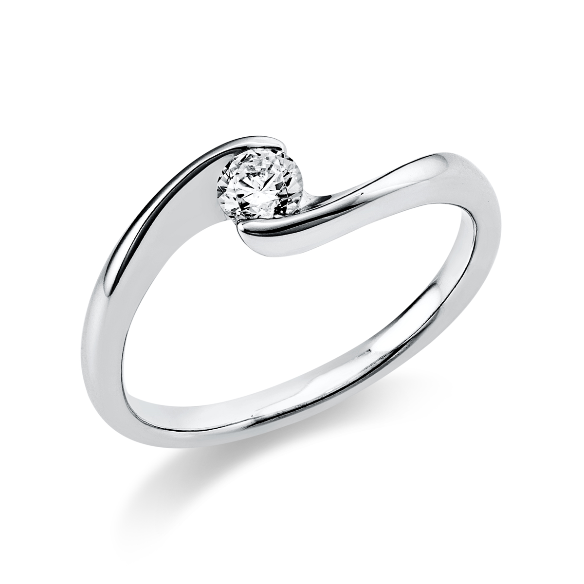 diamond full cut  solitaire ring in white gold