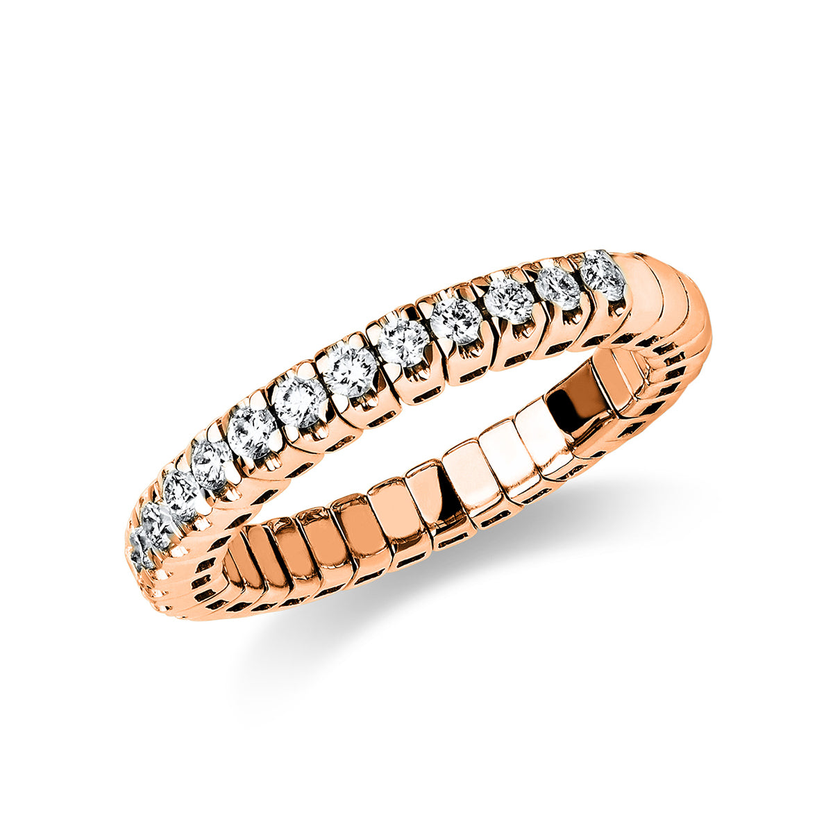 diamond full cut  flex ring in red gold