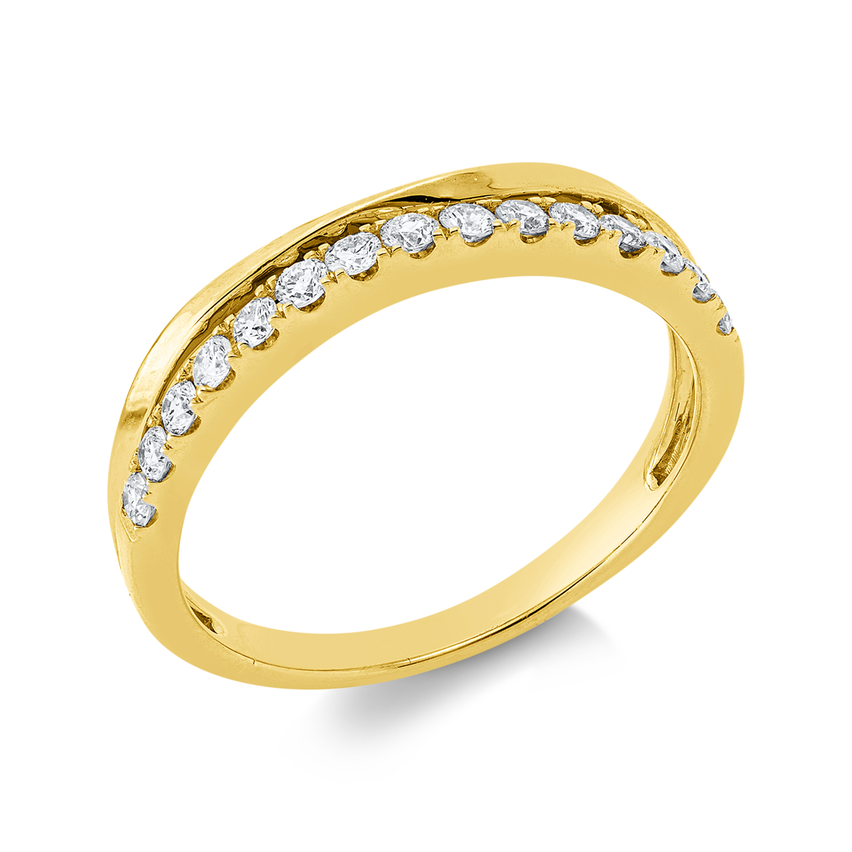 diamond full cut  modern woman ring in yellow gold