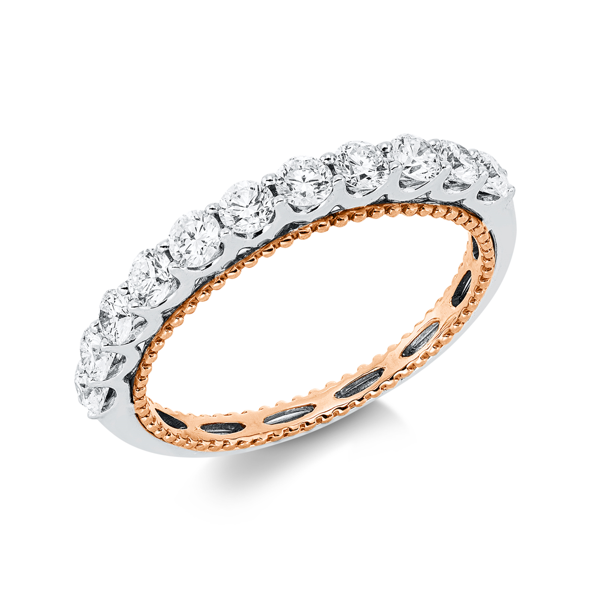 diamond full cut  eternity half ring in whitegold / rosegold