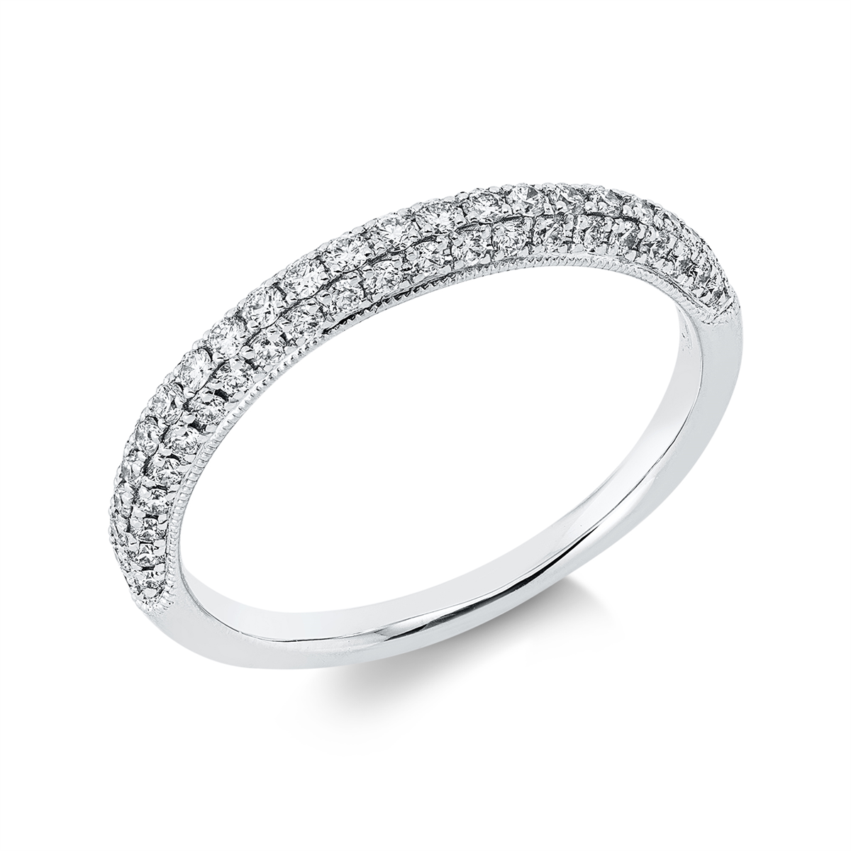 diamond full cut  pavé ring in white gold