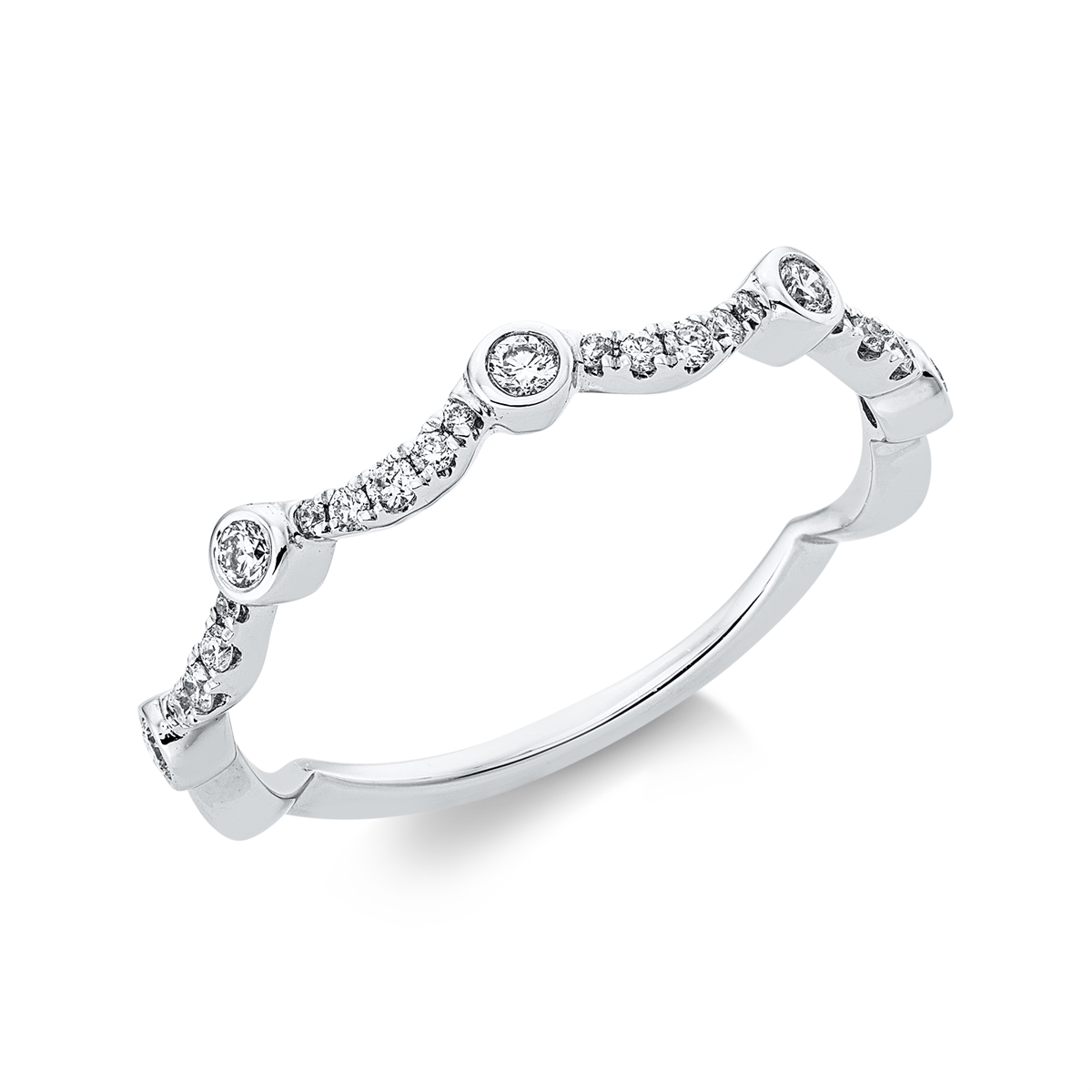 diamond full cut  modern woman ring in white gold