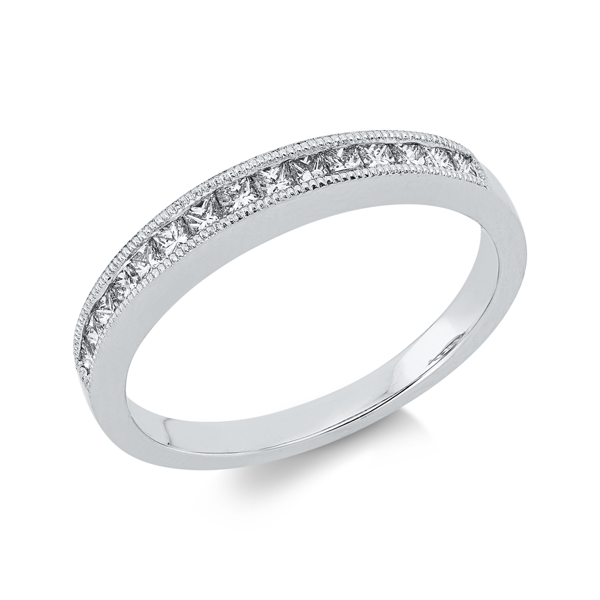 princess  eternity half ring in white gold