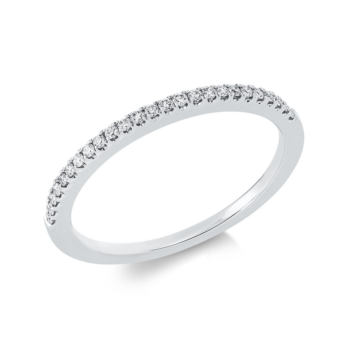 diamond full cut  eternity half ring in white gold
